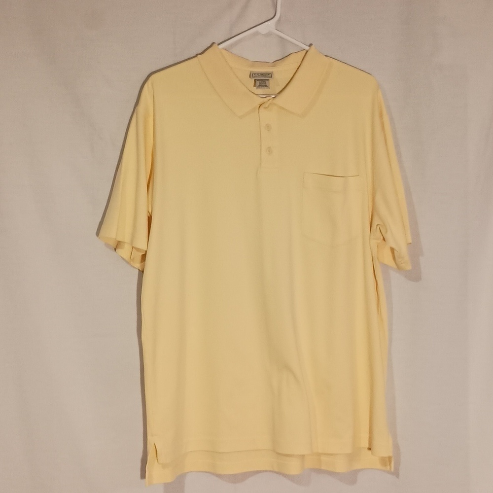LL Bean Pima Cotton Yellow  Mens Polo Shirt